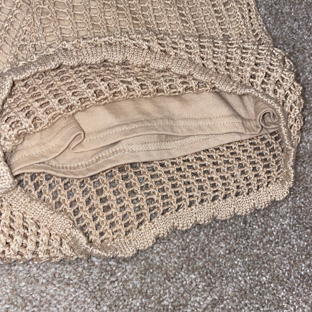 Ocean Drive Crochet Shorts With Built In Lining Size S Tan Scalloped Edges Gold - Picture 4 of 8